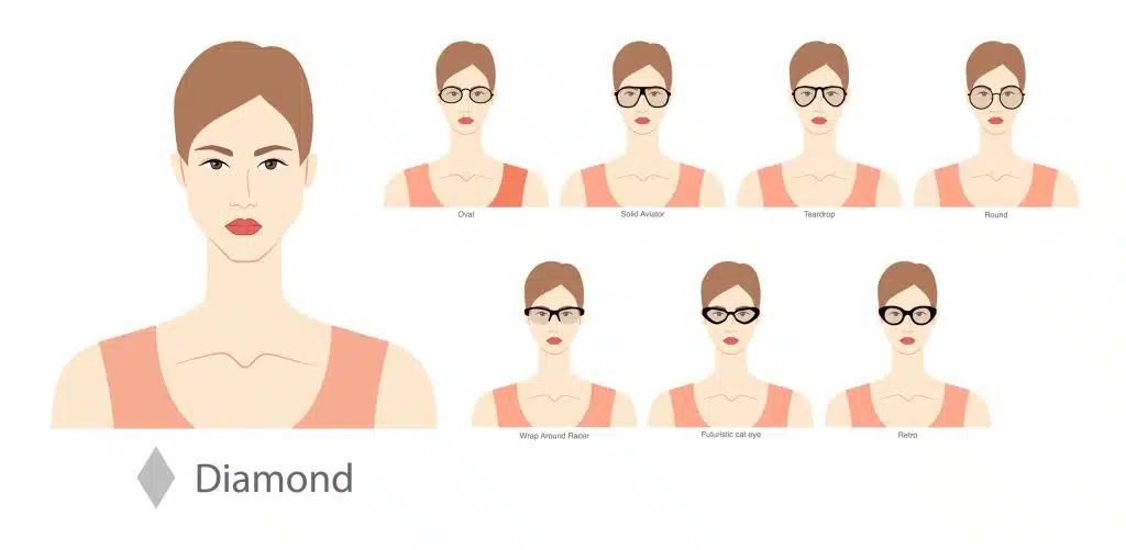 type of glasses for female diamond face shape