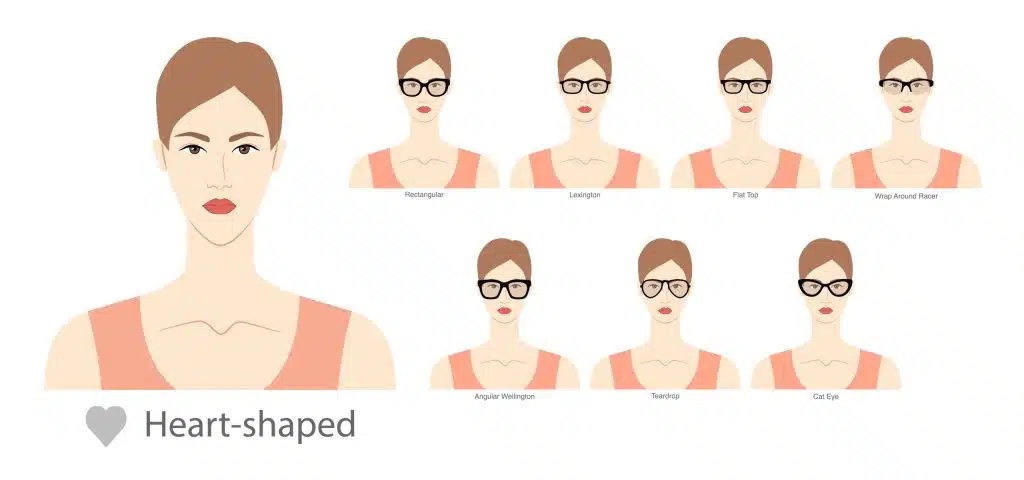 type of glasses for female heart shape face