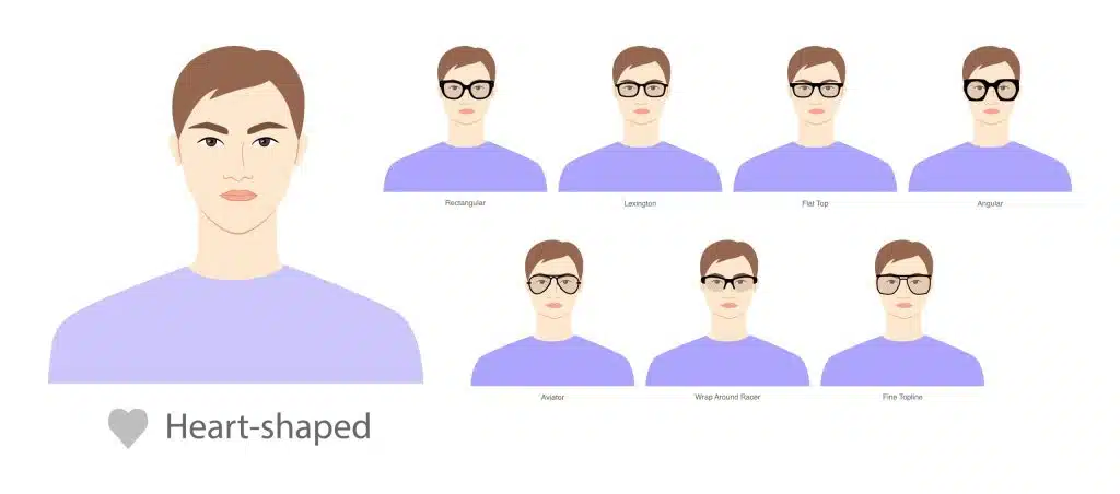 type of glasses for male heart shape face