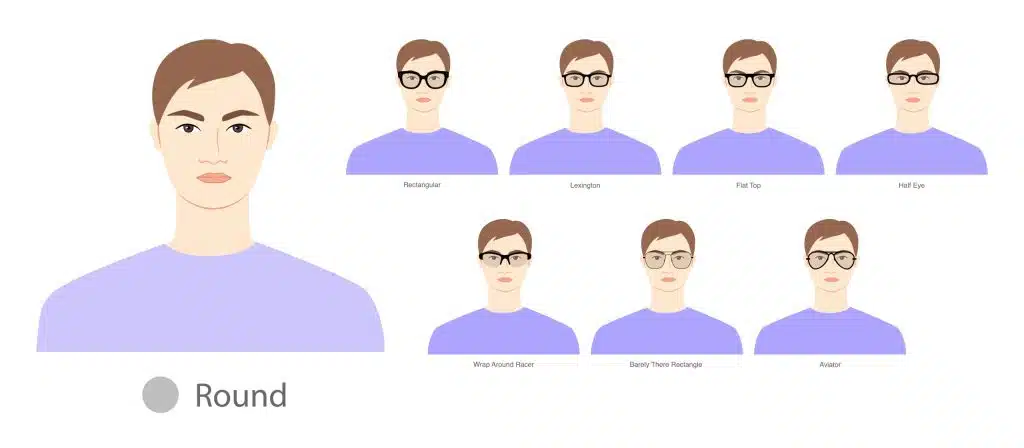 type of glasses for male round face