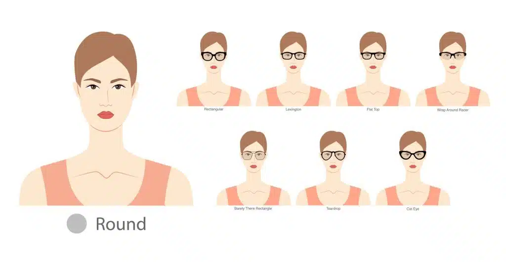 type of glasses for female round face
